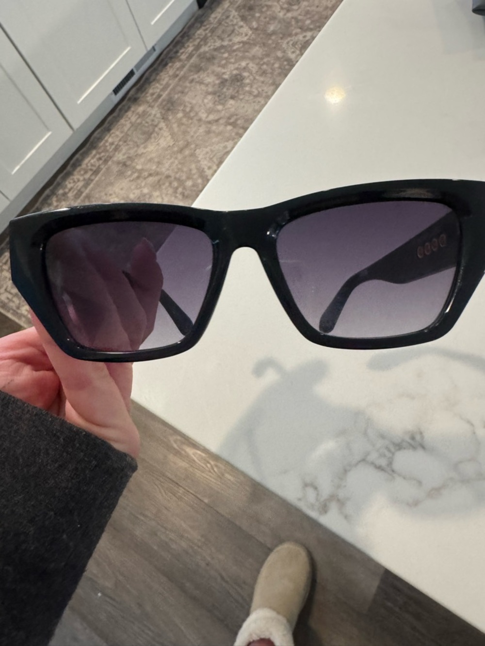 Quay Black Square Sunglasses with Gradient Gray Lenses
